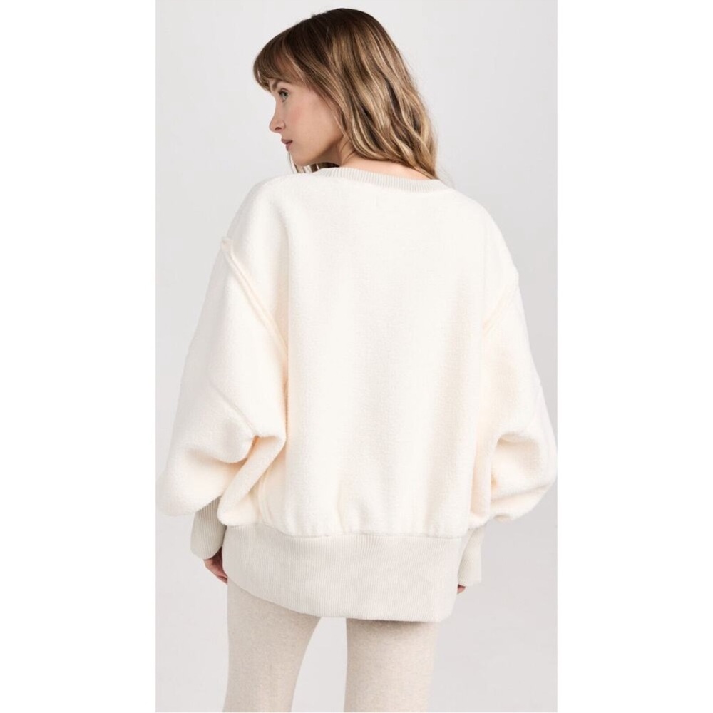 FREE PEOPLE WE THE FREE VANILLA ICE CREAM COZY CAMDEN PULLOVER SWEATSHIRT TOP - Picture 4 of 14